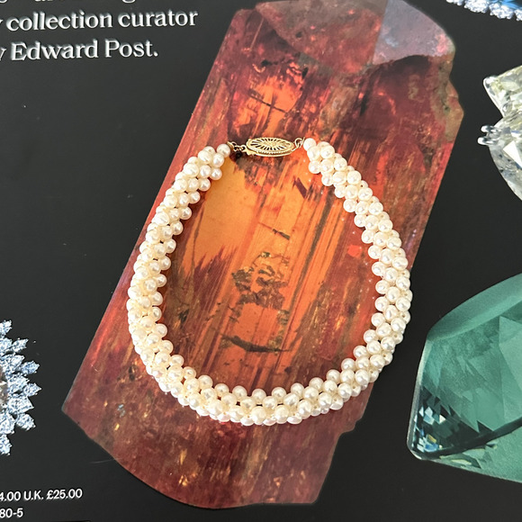 Vintage 14K Yellow Gold Genuine Real Pearl Multi Row Cluster Bracelet 7.75" - Picture 2 of 16